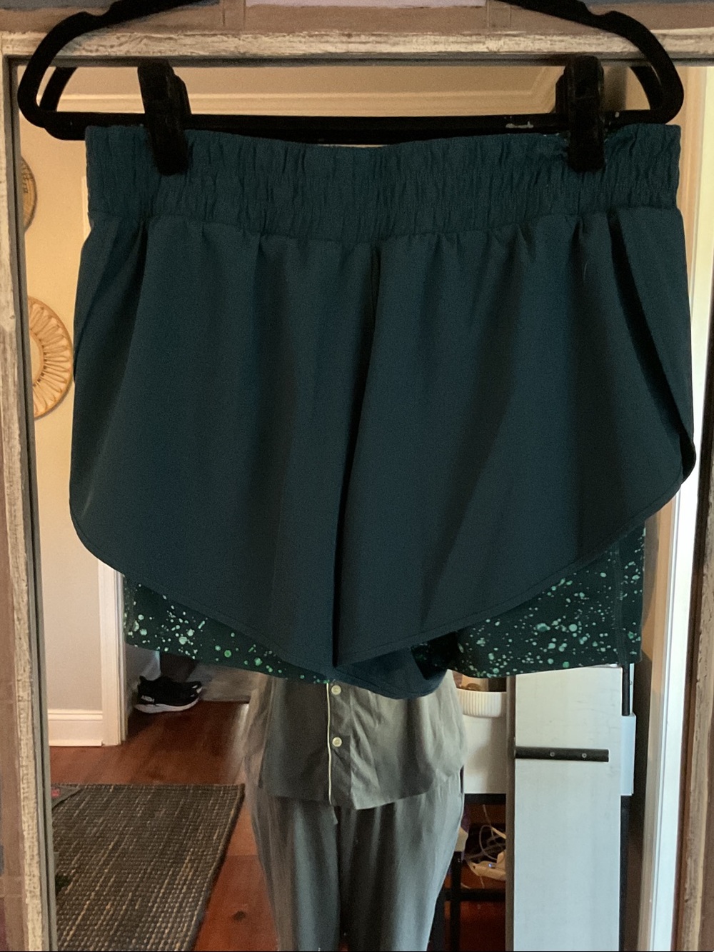 Athleta Teal Double-Layer Athletic Shorts